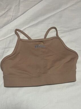NOBULL Mauve Tan Strappy High-Neck Seamless Sports Bralette